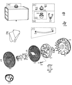 Fuel Tank,flywheel,screens Diagram and Parts List for 401411-0636-XX  Briggs and Stratton Engine